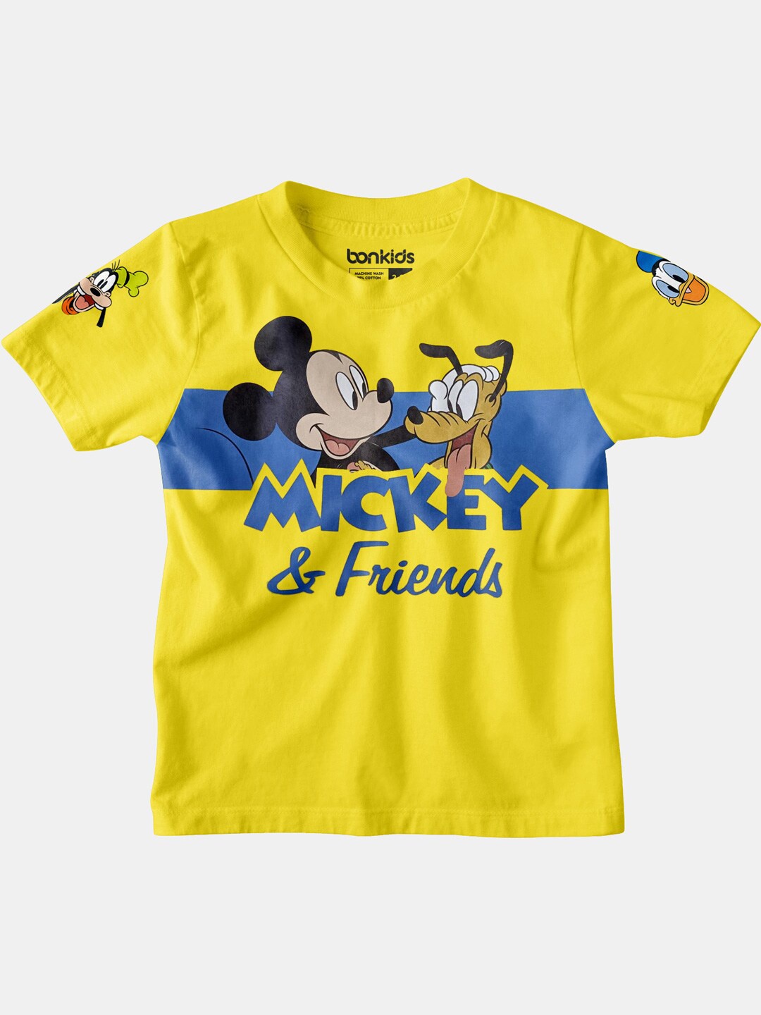 

BONKIDS Boys Yellow Mickey Mouse Printed T-shirt
