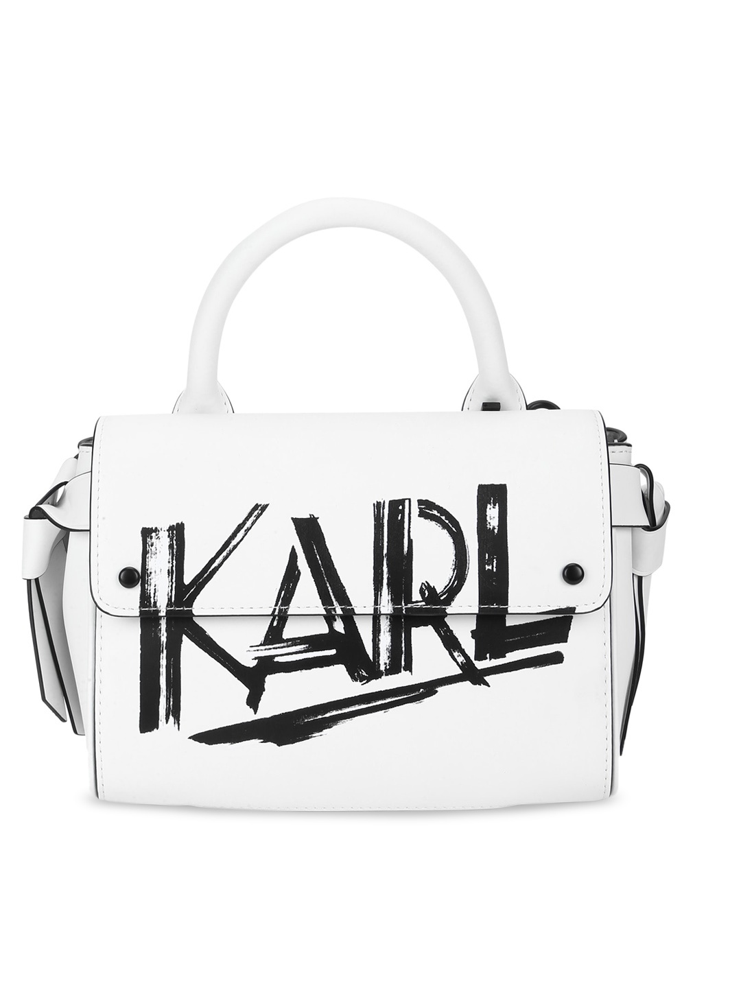 

Karl Lagerfeld Women White Printed Leather Structured Handheld Bag