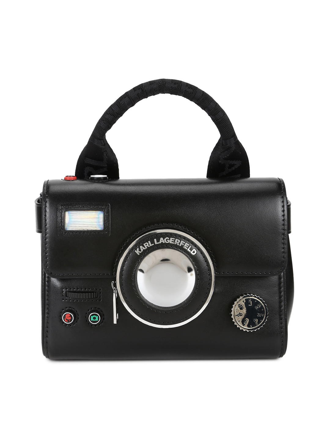 

Karl Lagerfeld Women Black Camera Leather Handheld Bag