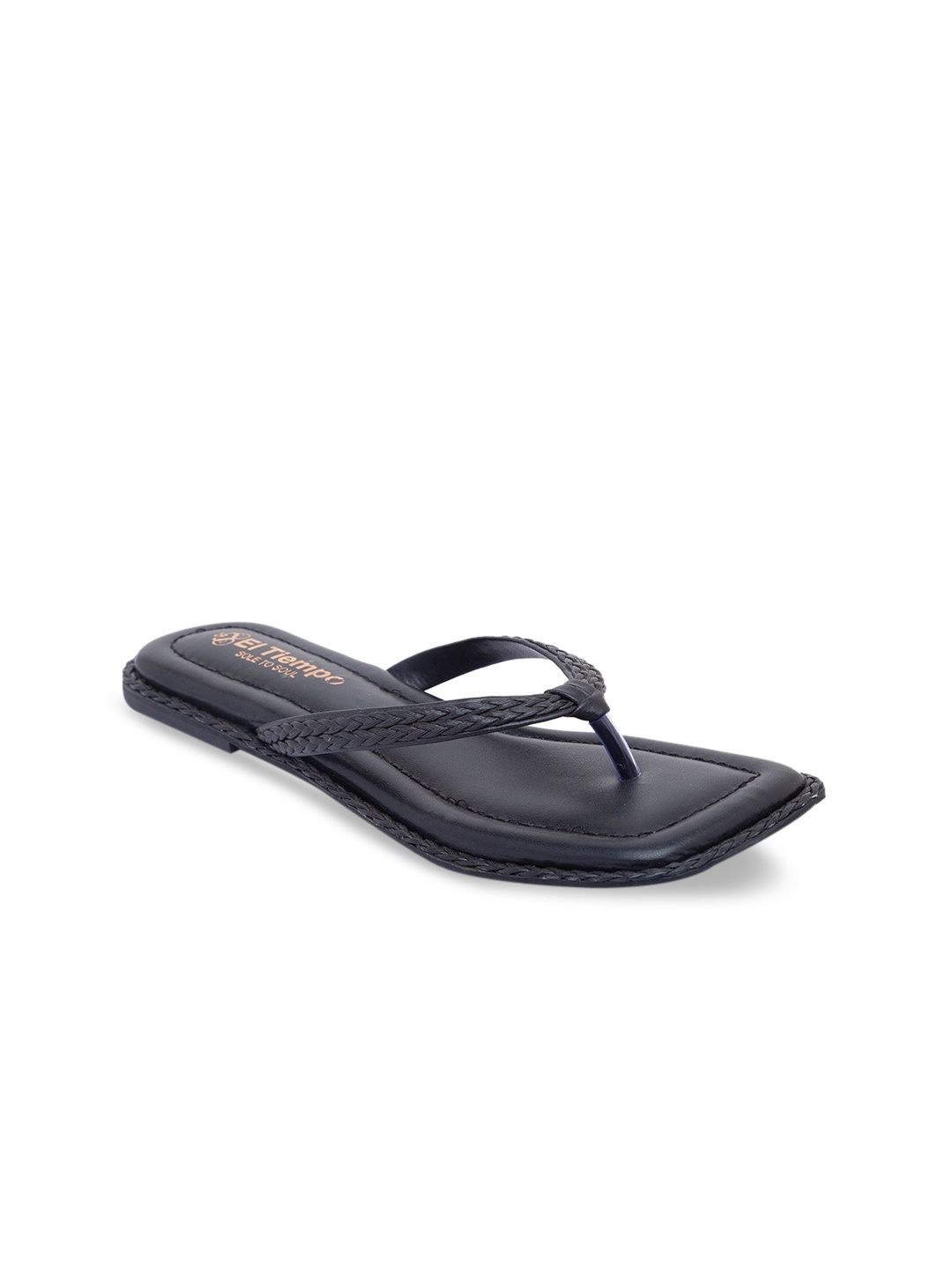 

Sole To Soul Women Black T-Strap Flats