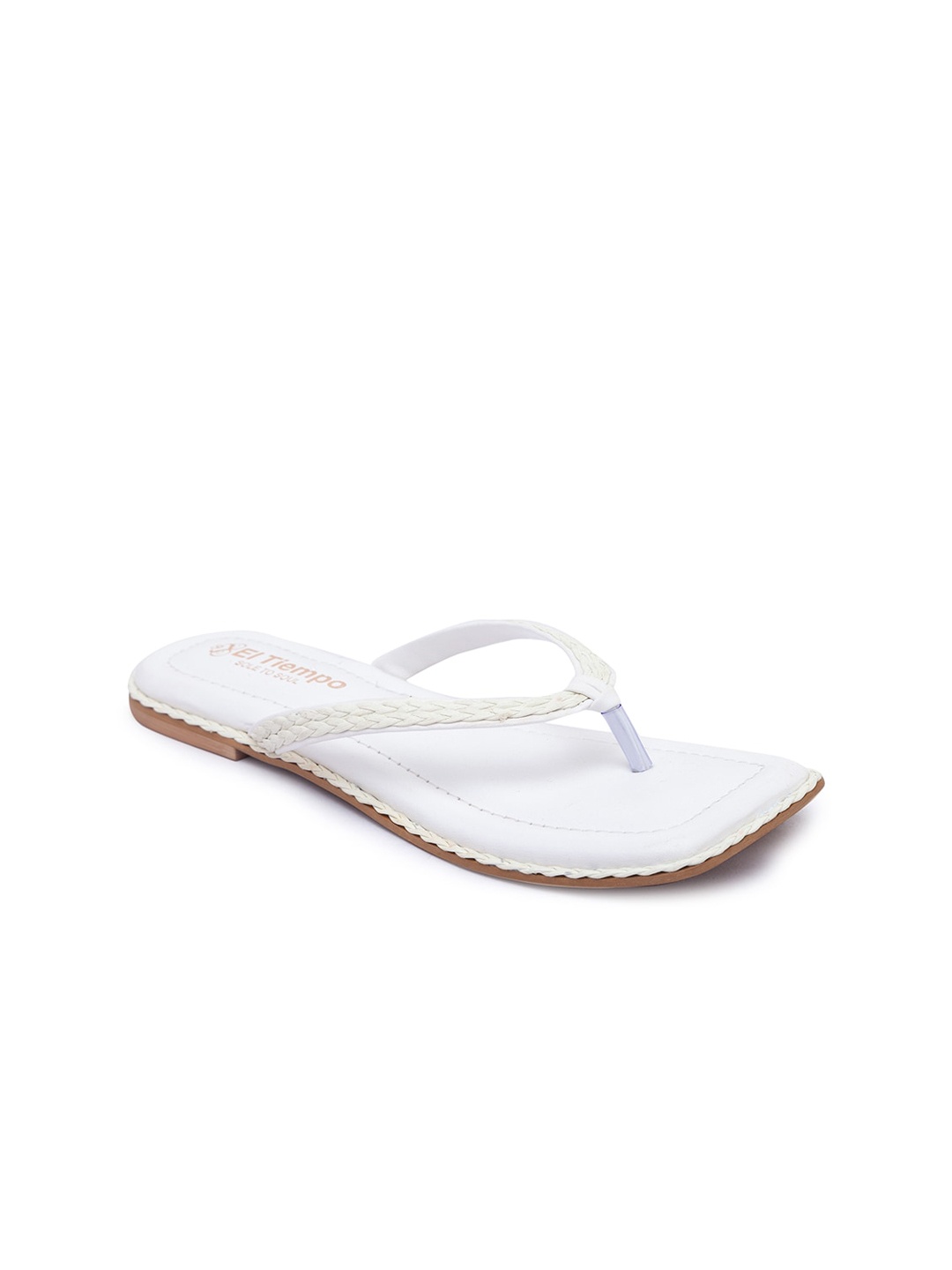 

Sole To Soul Women White T-Strap Flats