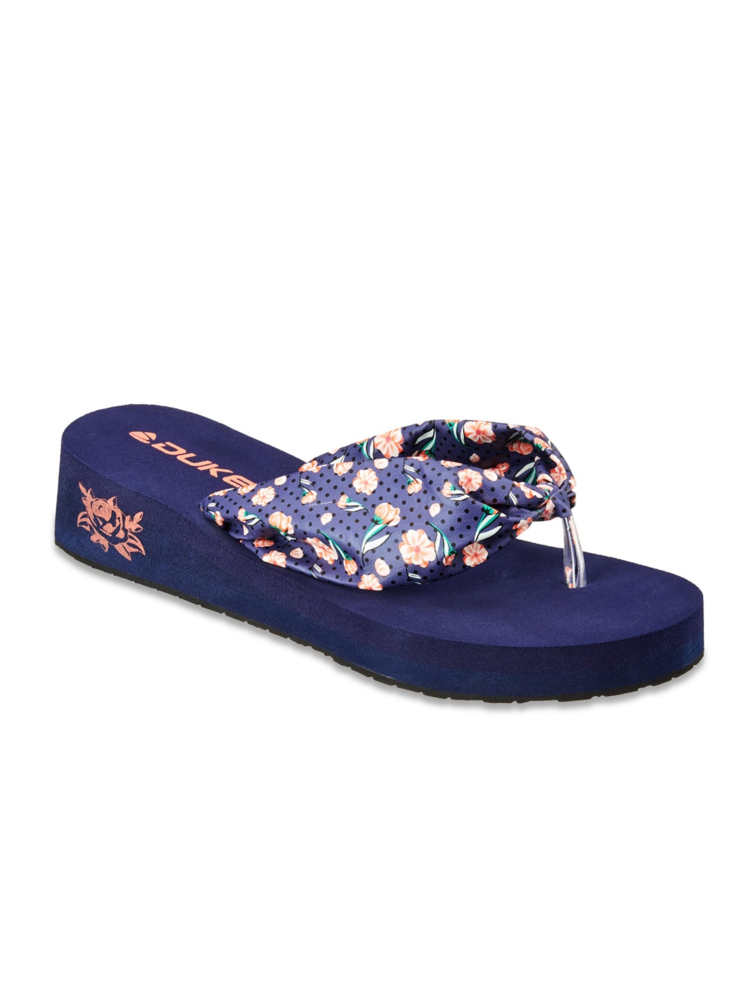 

Duke Women Navy Blue & Peach-Coloured Printed Slip-On