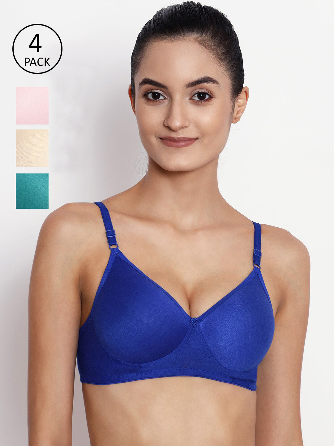 

ABELINO Set Of 4 Blue & Pink Bra Lightly Padded