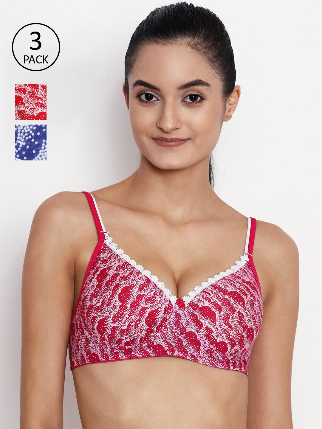 

ABELINO Pink & Blue Graphic Bra Lightly Padded