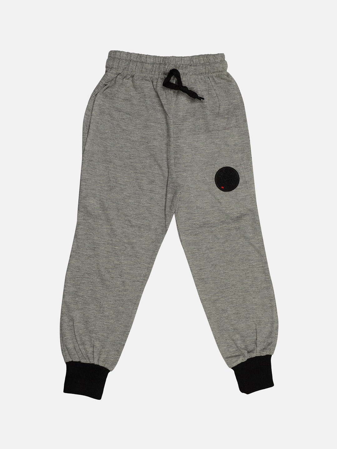 

TINY HUG Boys Grey Ribbed Track Pants, Grey melange