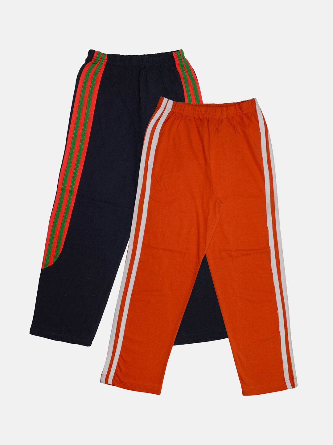 

TINY HUG Boys Red & Navy Blue Set of 2 Striped Cotton Lounge Pants