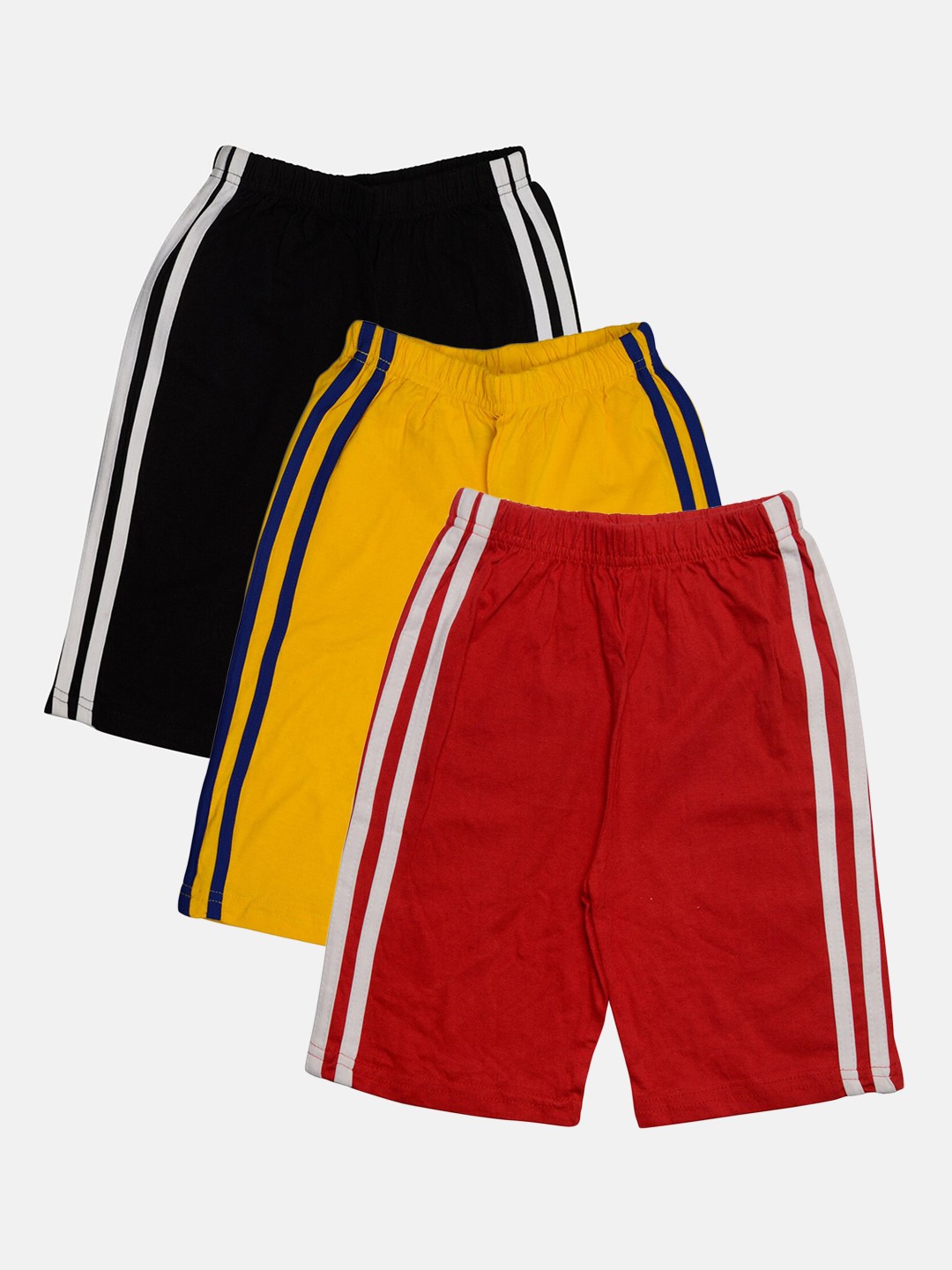 

TINY HUG Boys Pack of 3 Red & White Striped High-Rise Shorts