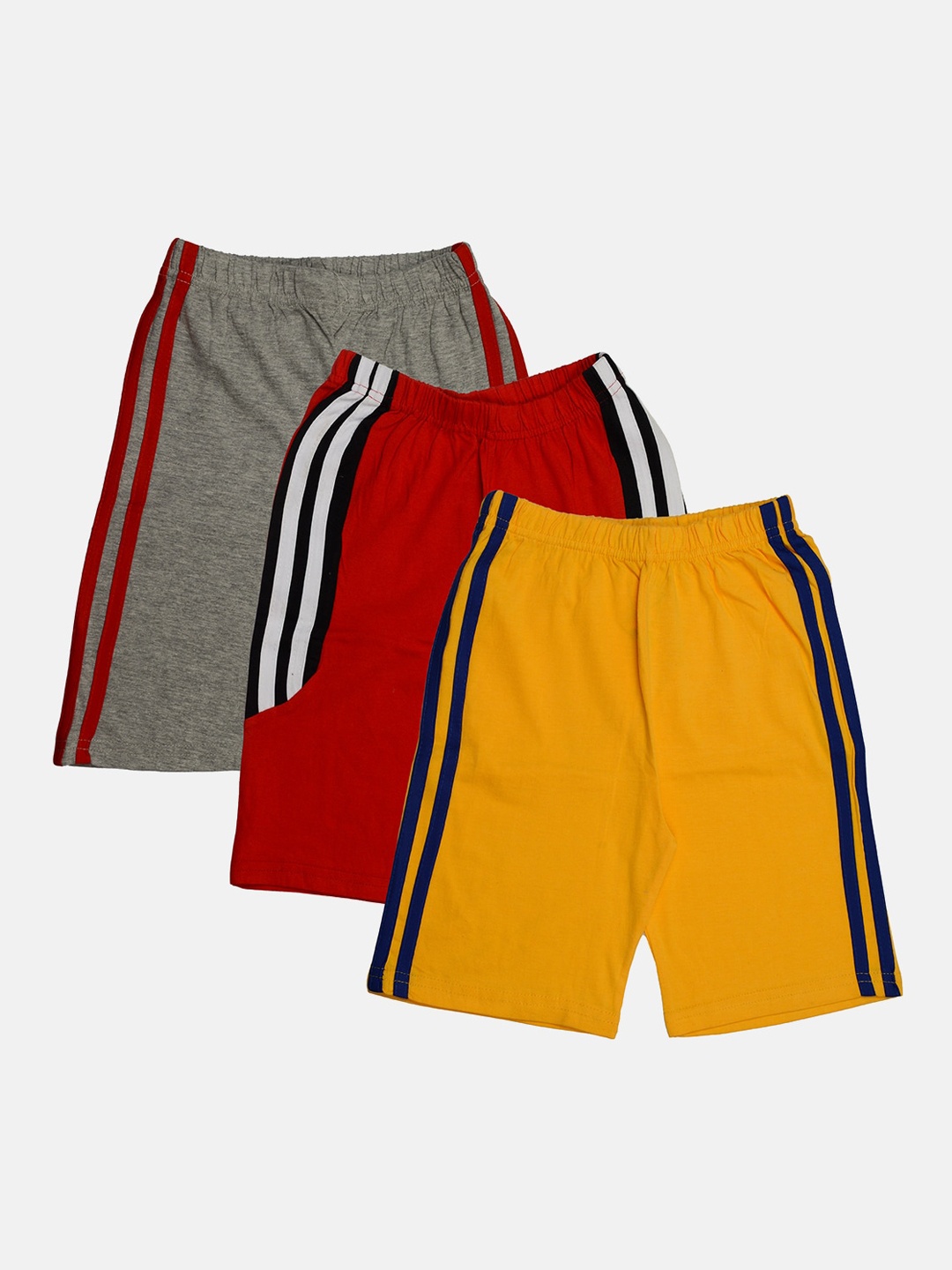 

TINY HUG Boys Pack Of 3 Yellow Striped High-Rise Shorts