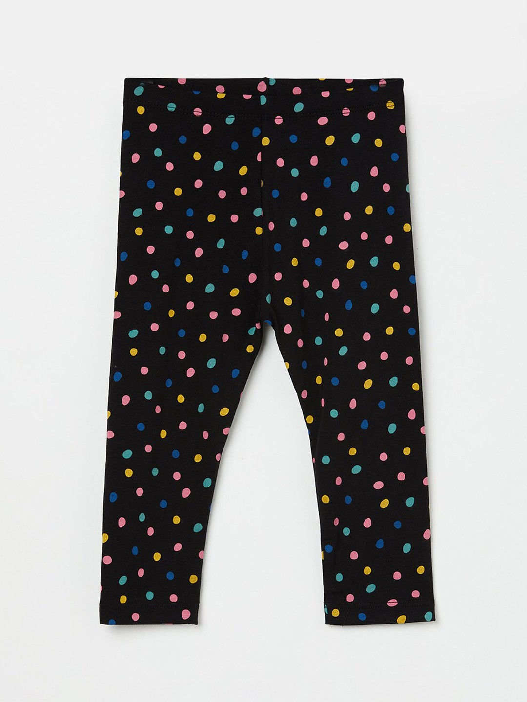 

Juniors by Lifestyle Black Polka Dots Printed Cotton Lycra Leggings