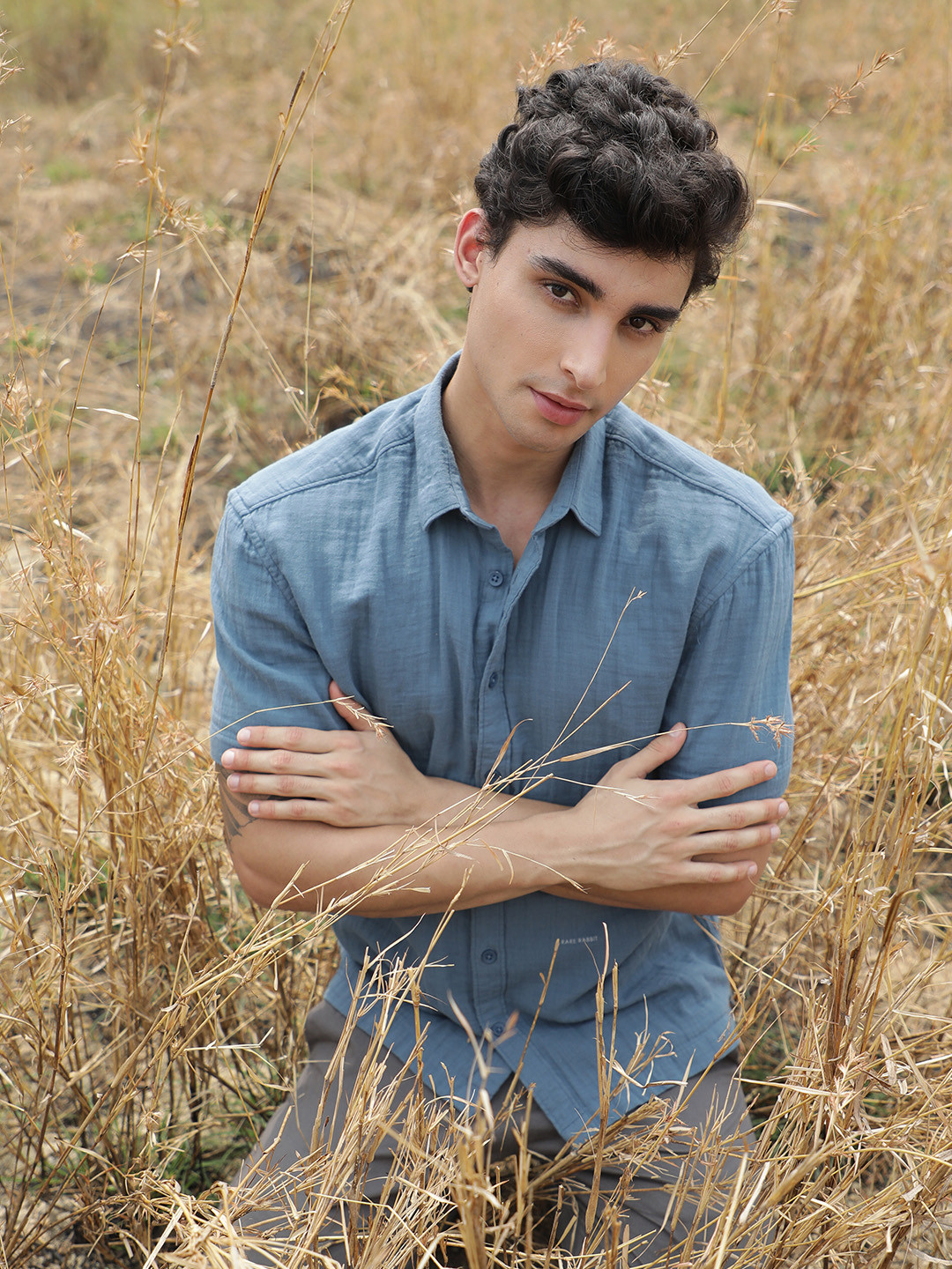 

RARE RABBIT Men Press Slim Fit Shirt, Blue