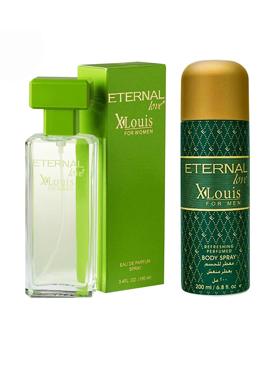 

ETERNAL Love Set Of 2 X-Louis EDP for Women & Body Spray for Men, Green