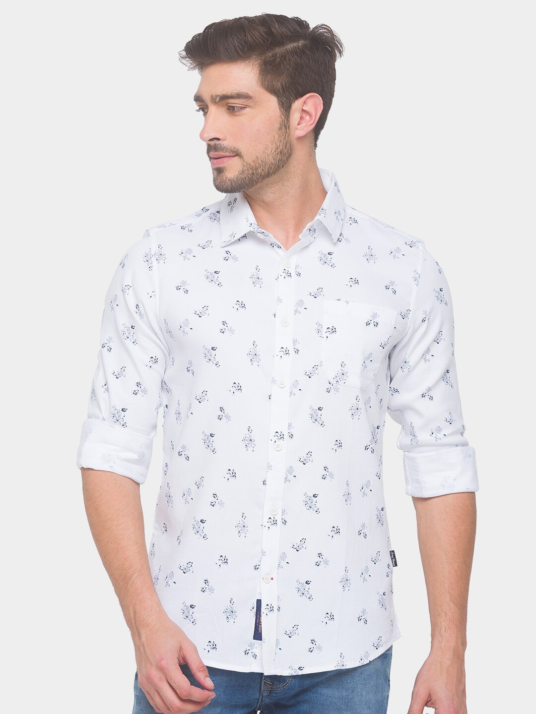 

Being Human Men White Floral Printed Regular Fit Casual Shirt