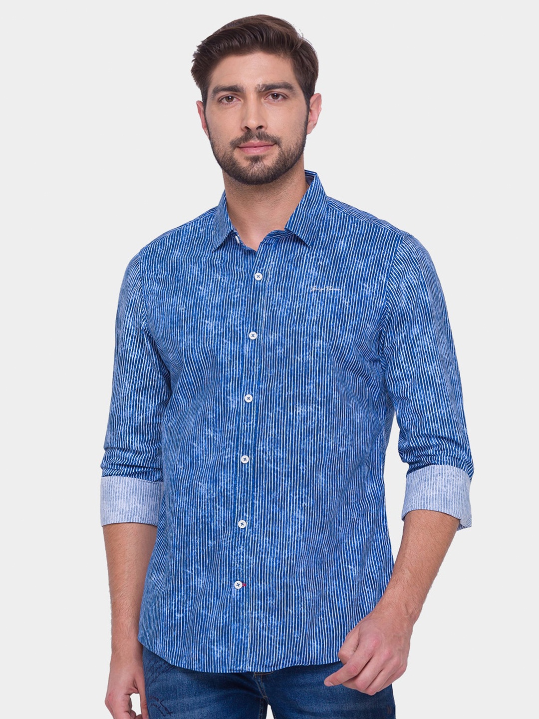 

Being Human Men Blue Striped Comfort Fit Casual Shirt