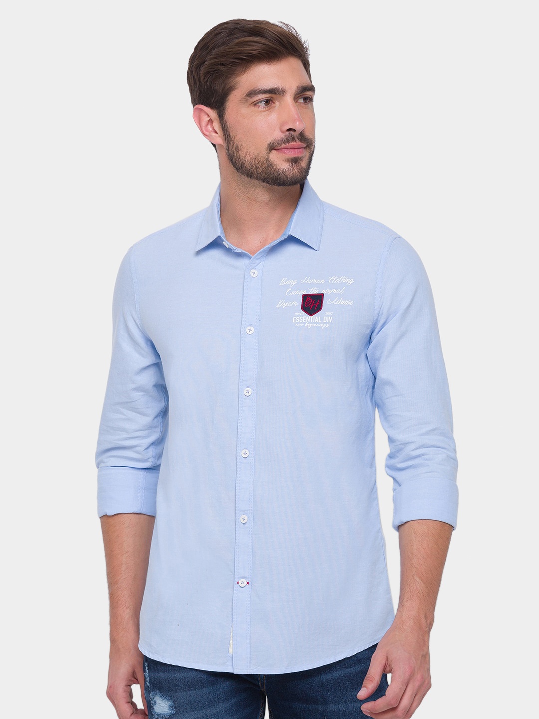 

Being Human Men Blue Solid Comfort Fit Casual Shirt