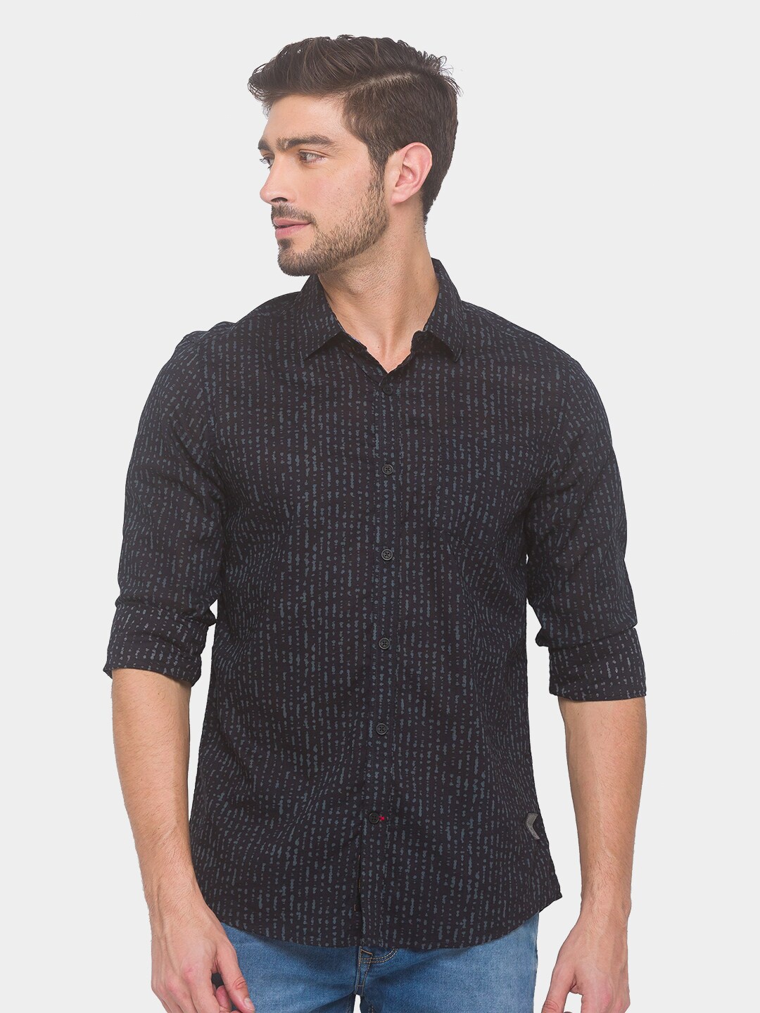 

Being Human Men Black Comfort Printed Cotton Regular Fit Casual Shirt