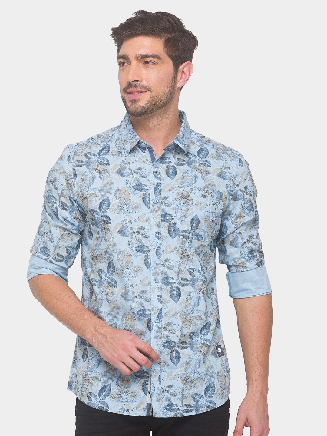 

Being Human Men Blue Comfort Floral Printed Pure Cotton Regular Fit Casual Shirt