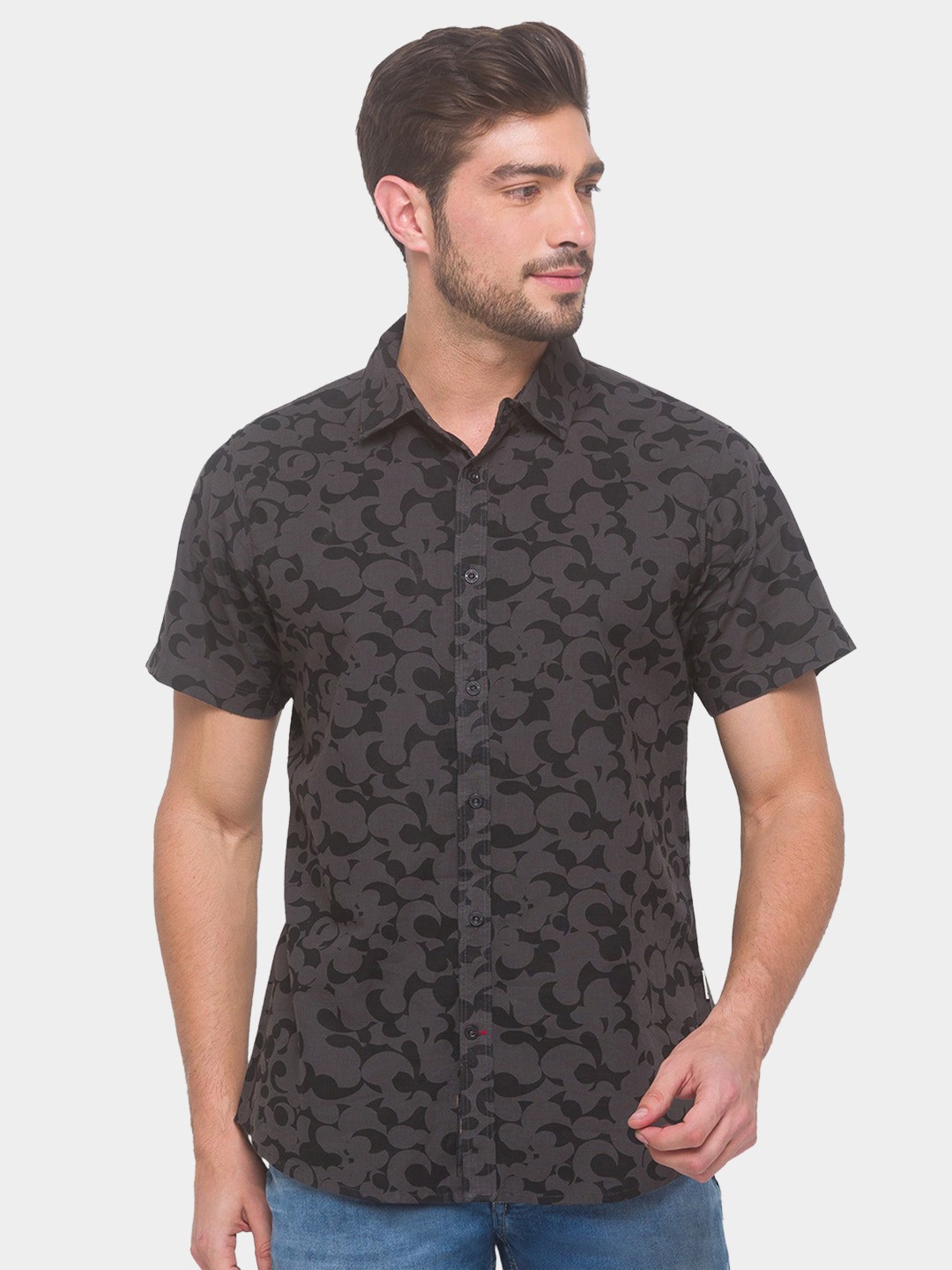 

Being Human Men Grey Comfort Printed Regular Fit Casual Shirt