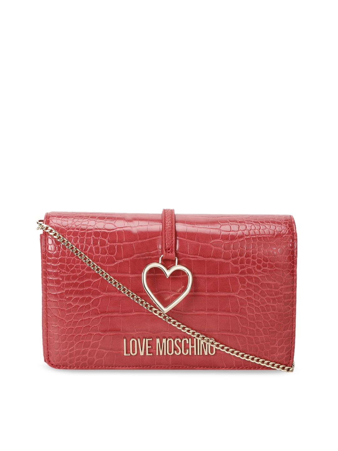 

LOVE MOSCHINO Women Red Textured Leather Structured Sling Bag