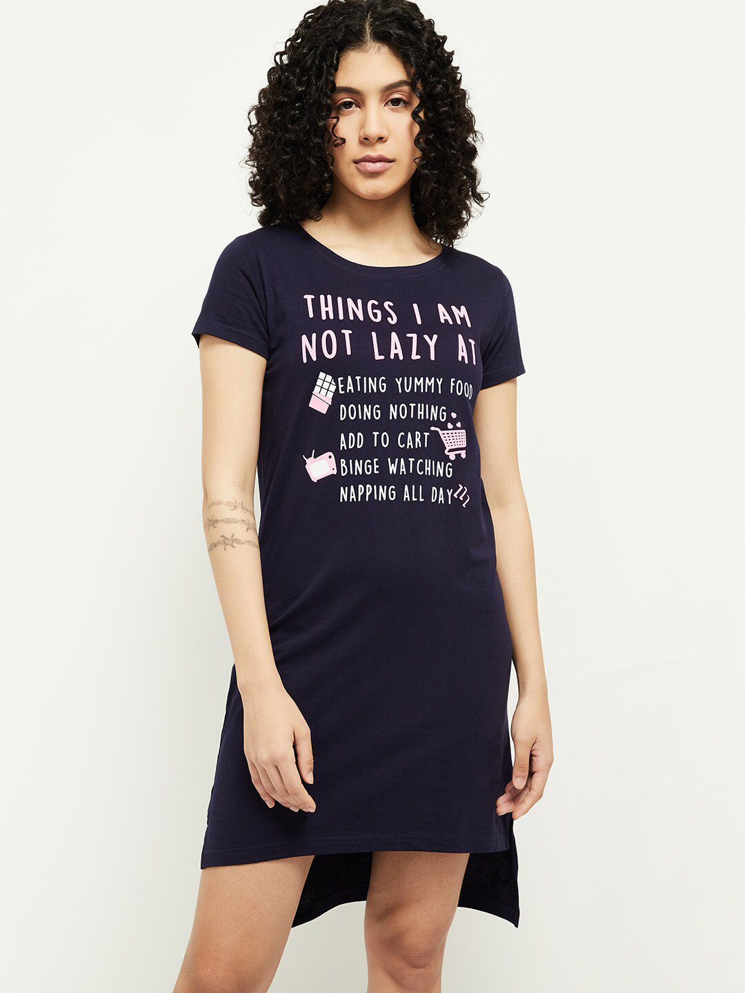 

max Navy Blue Printed Nightdress