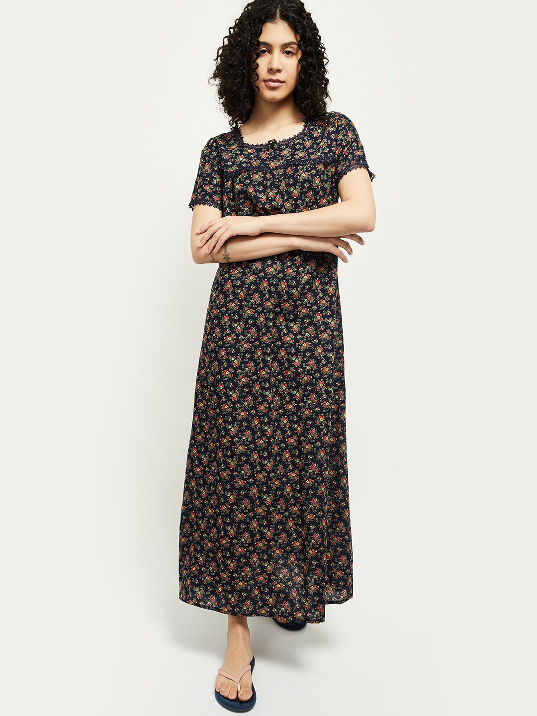 

max Navy Blue Printed Maxi Nightdress
