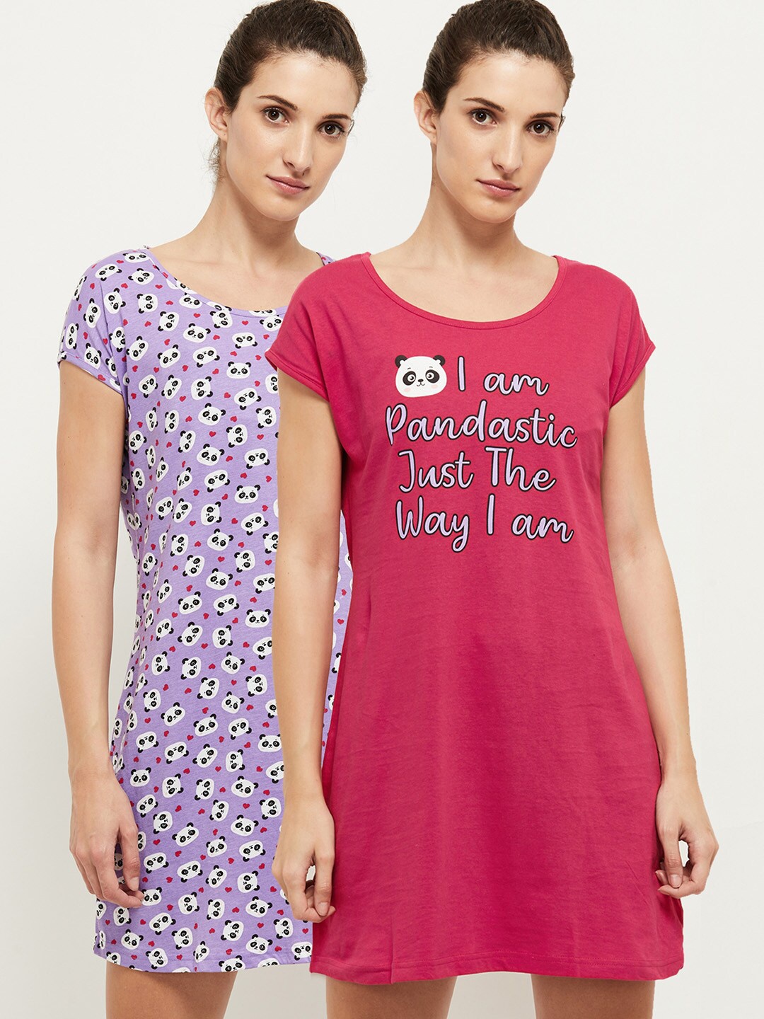 

max Pack Of 2 Printed Nightdresses, Fuchsia