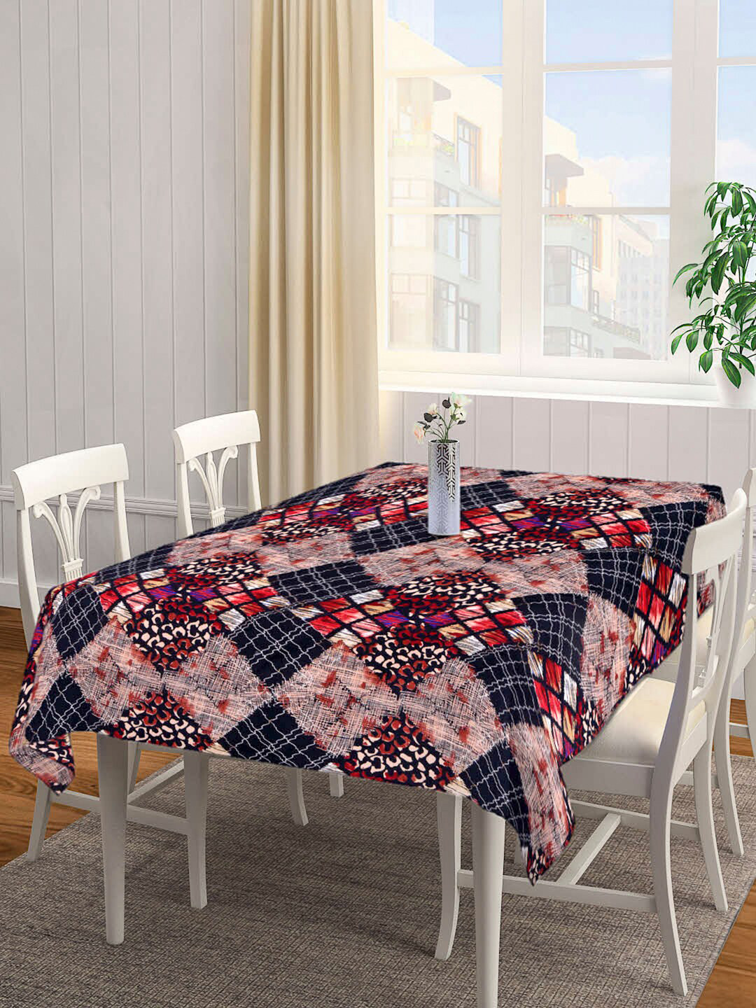 

Arrabi Brown & Black Geometric Printed 6 Seater Table Cover