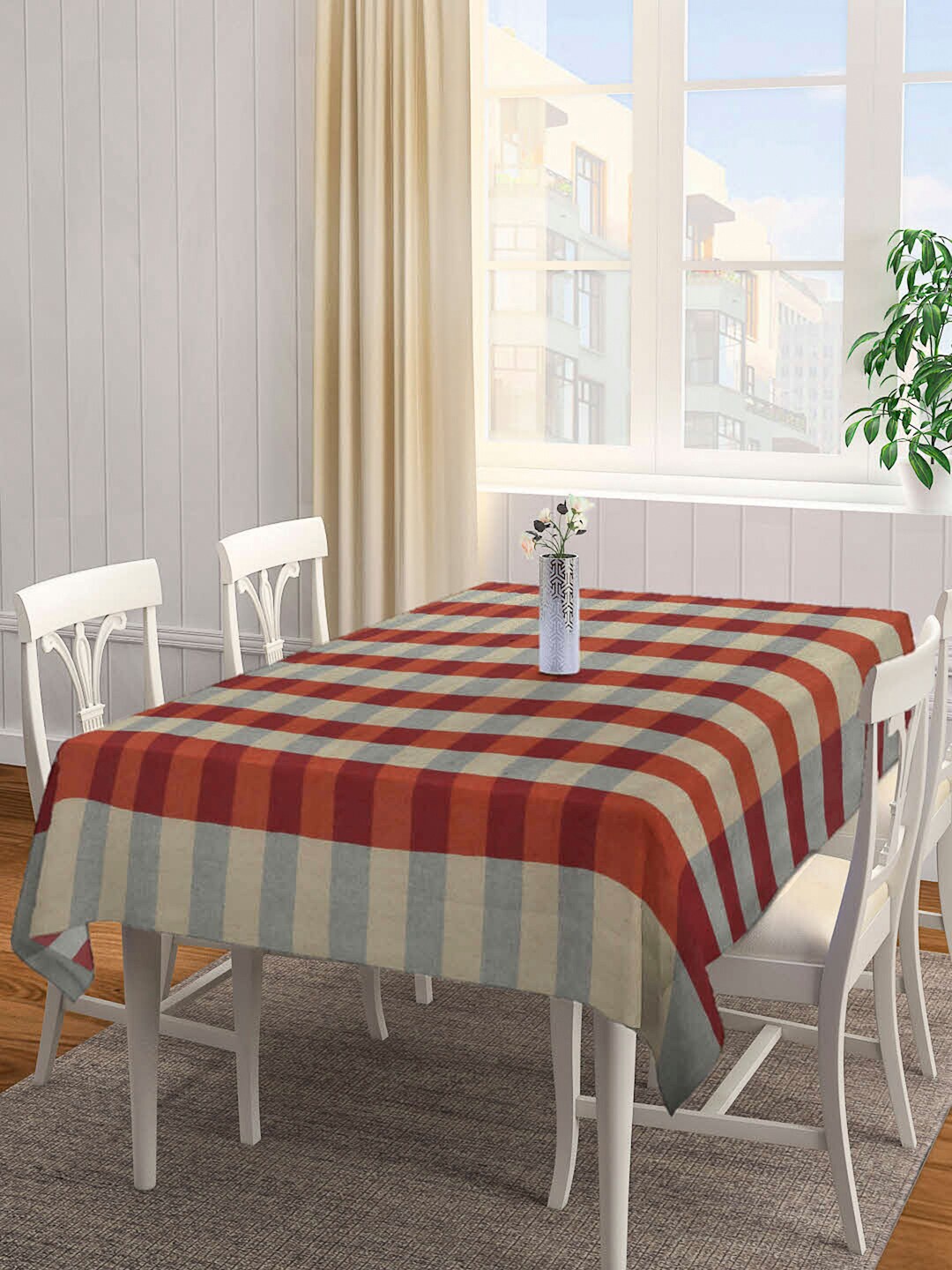 

Arrabi Brown & Green Geometric Printed 6 Seater Table Cover