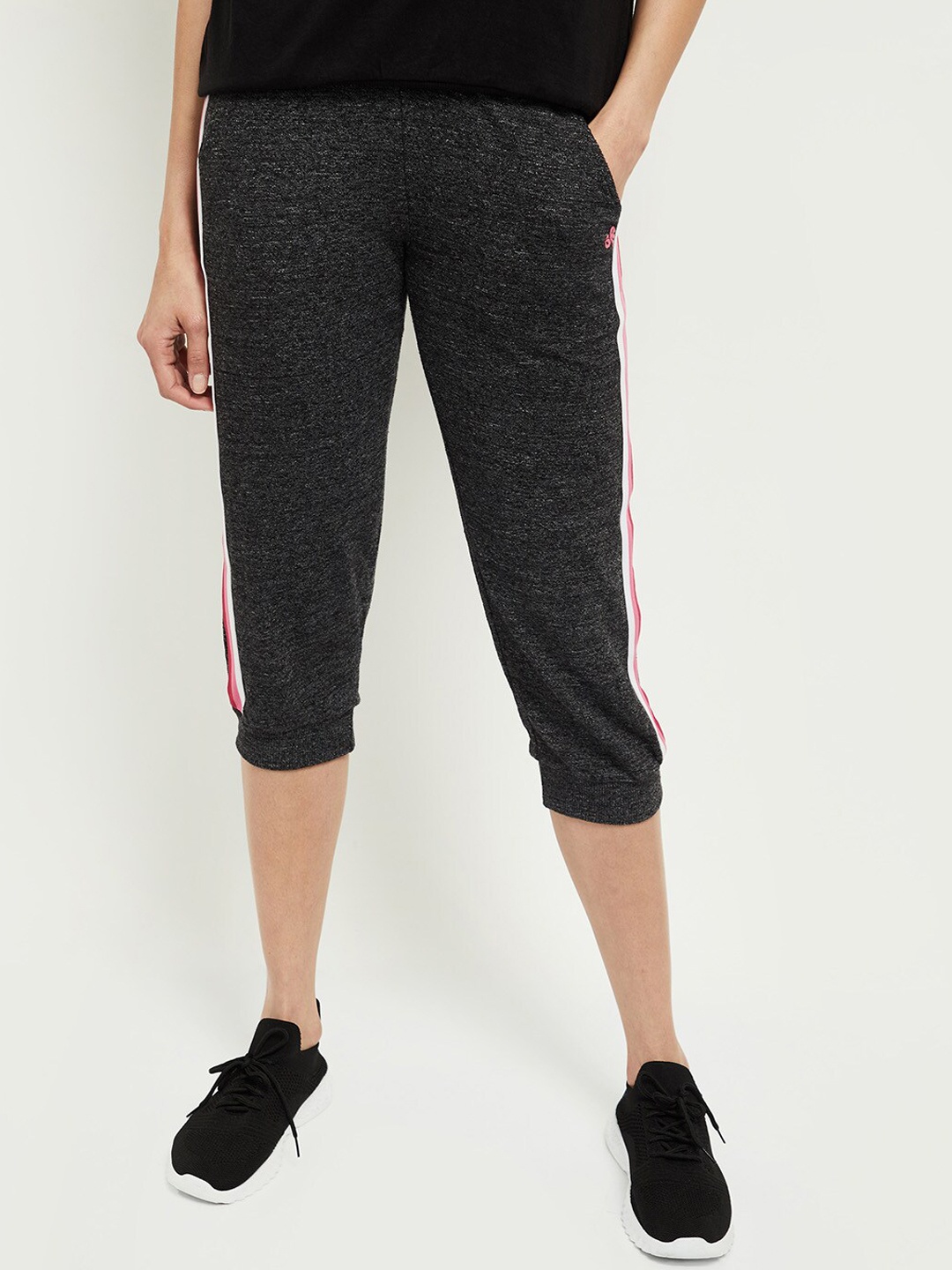 

max Women Charcoal Grey Cotton Sports Track Pants