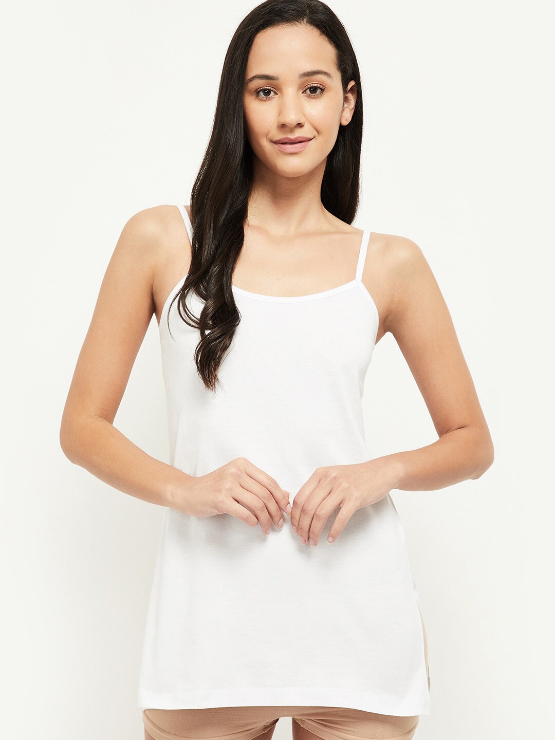 

max Women White Solid Pure Cotton Camisoles