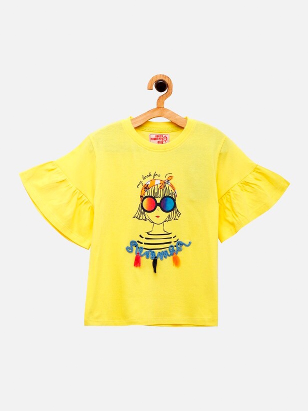 

UNDER FOURTEEN ONLY Girls Yellow Printed Top