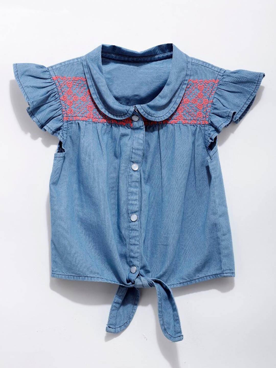 

UNDER FOURTEEN ONLY Navy Blue Peter Pan Collar Shirt Style Top