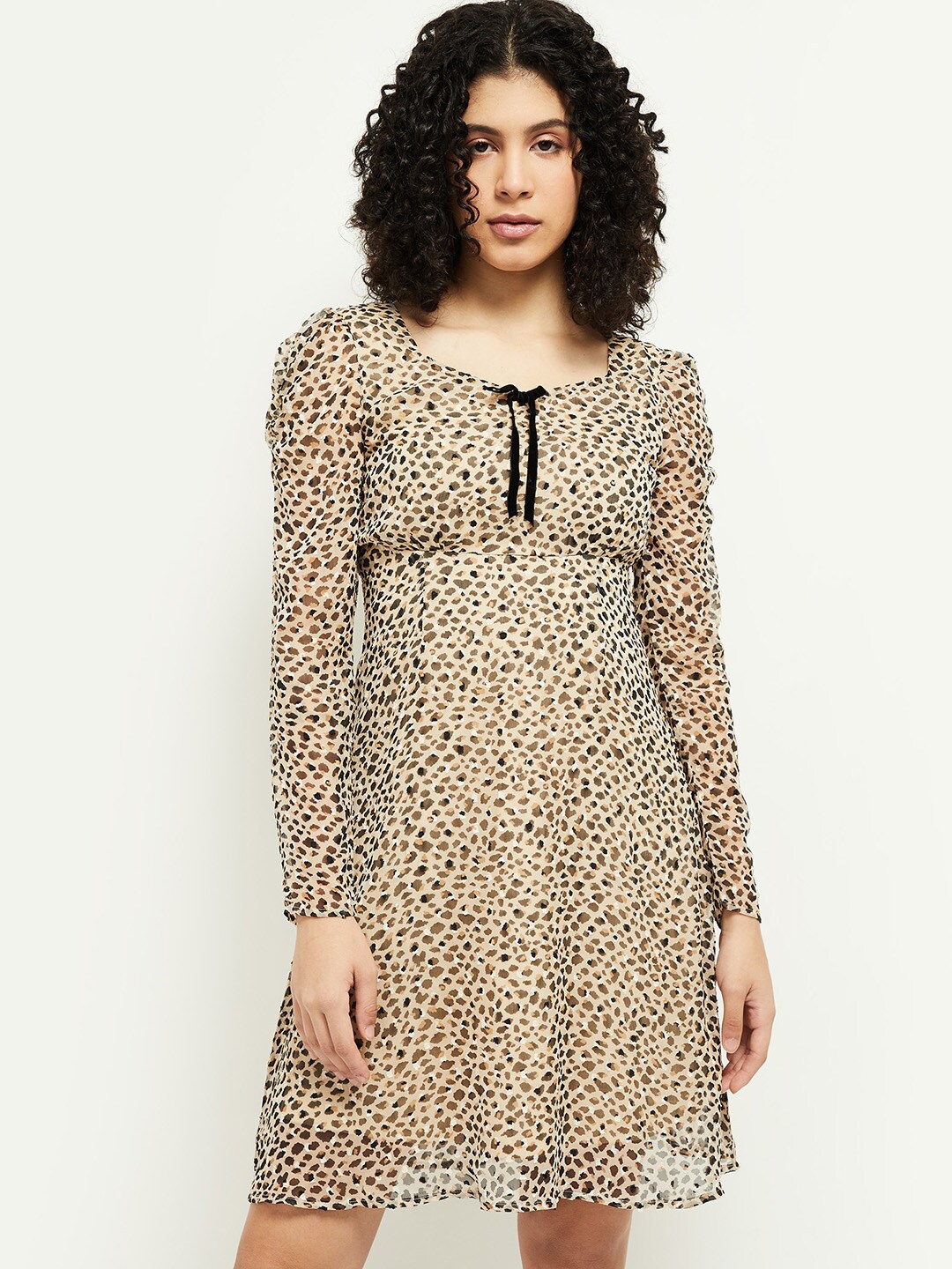 

max Women White Animal Empire Dress
