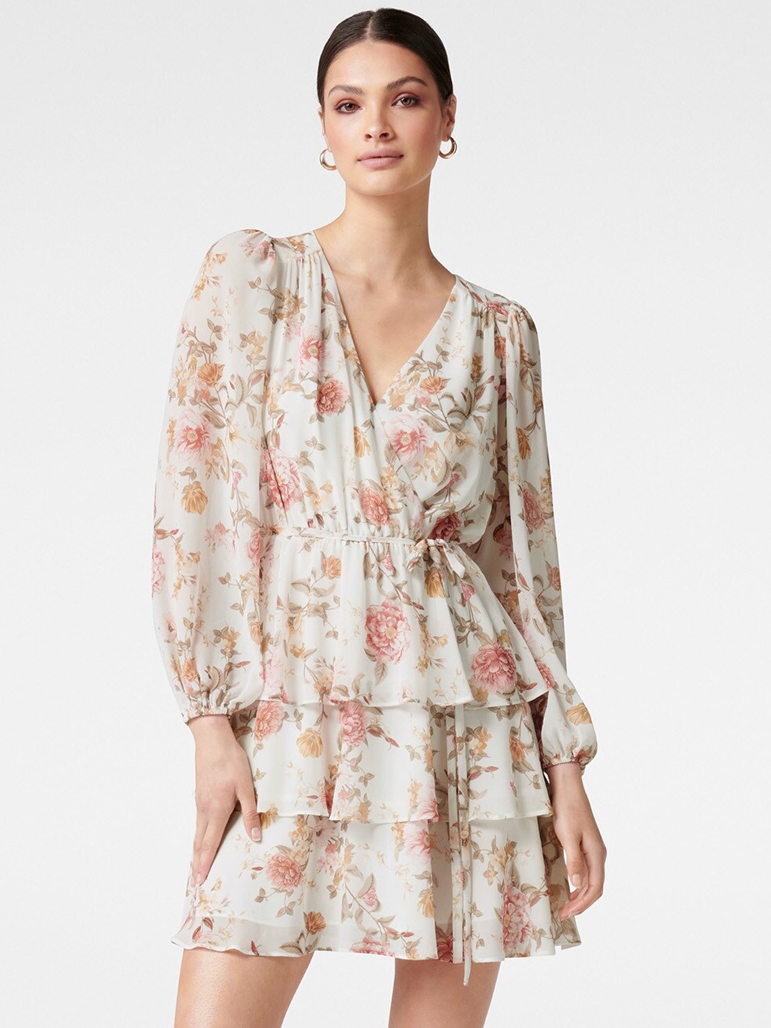 

Forever New Beige Floral Skater Mini Dress