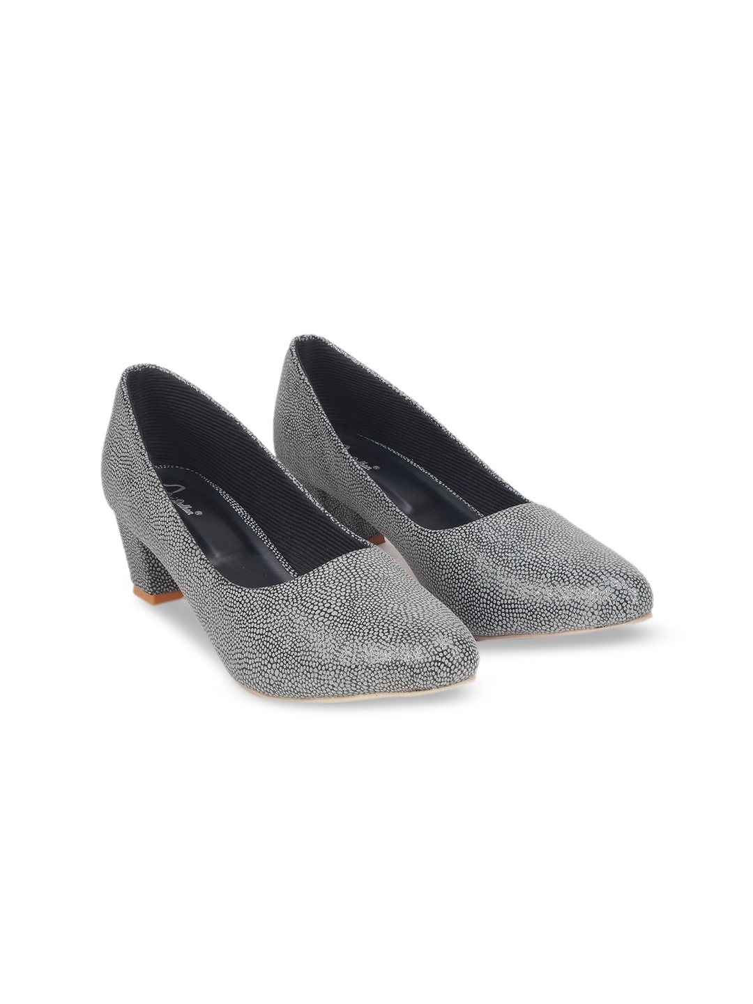 

The Desi Dulhan Women Black Printed Party Block Pumps