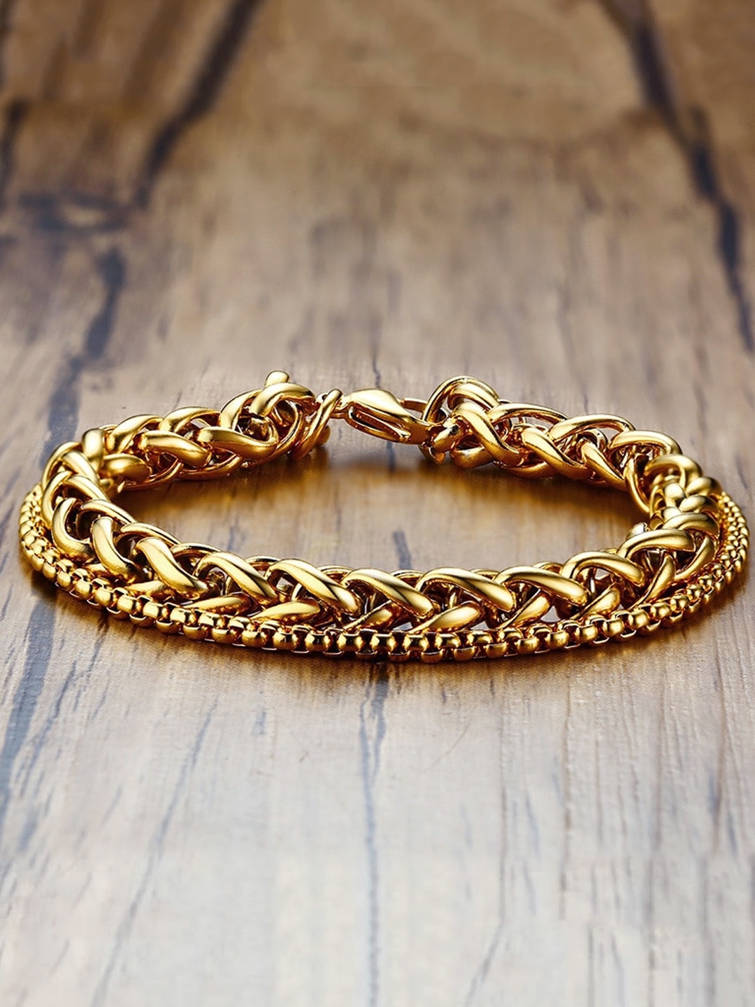 

Yellow Chimes Men Gold-Toned Rhodium-Plated Link Bracelet