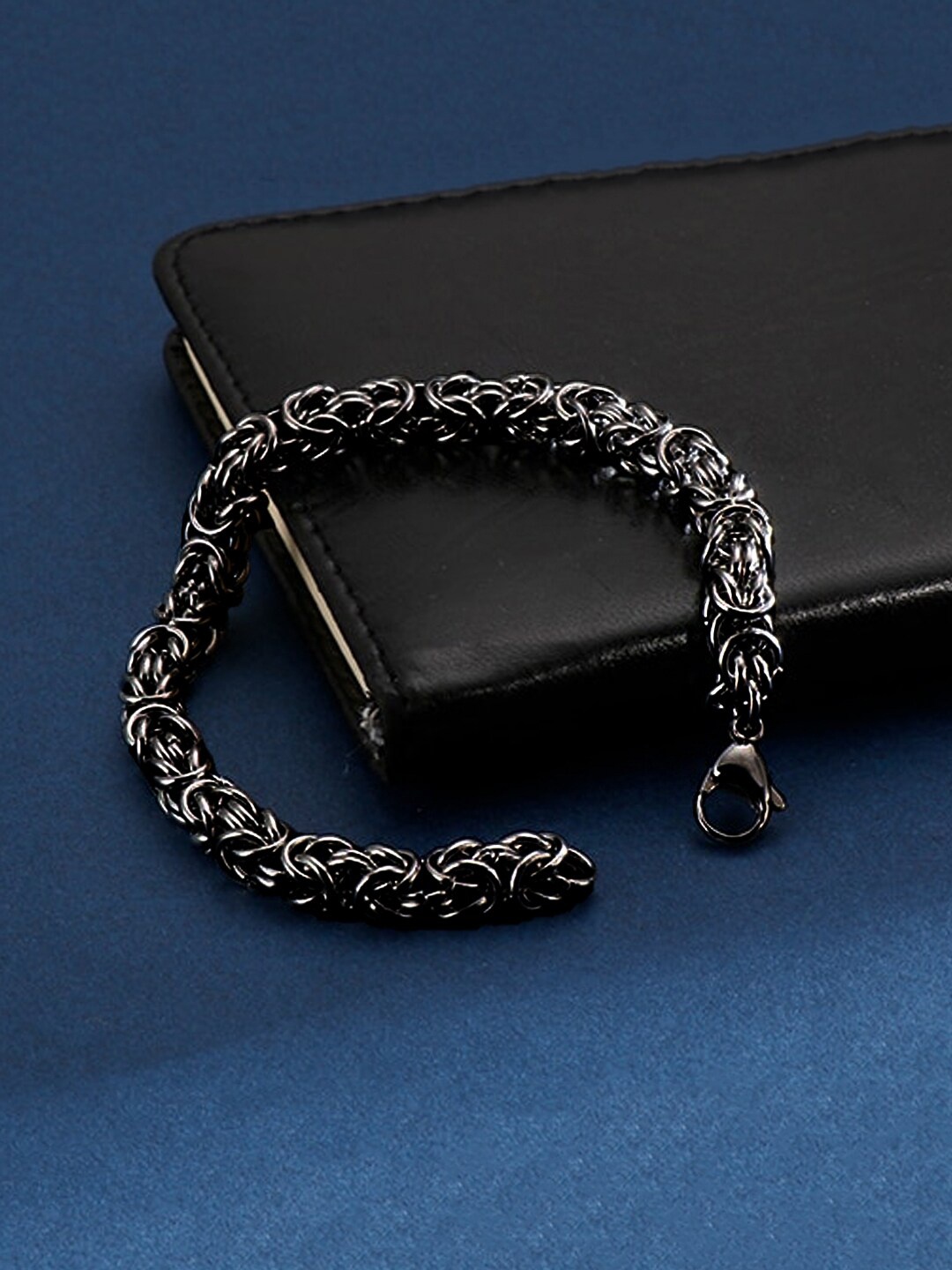 

Yellow Chimes Men Black Rhodium-Plated Link Bracelet