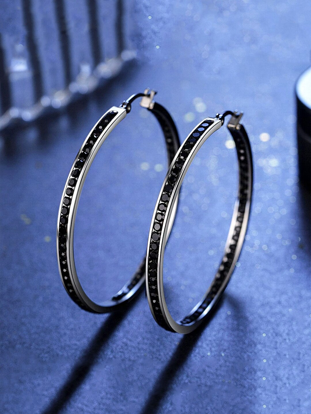 

Yellow Chimes Black Quirky Hoop Earrings