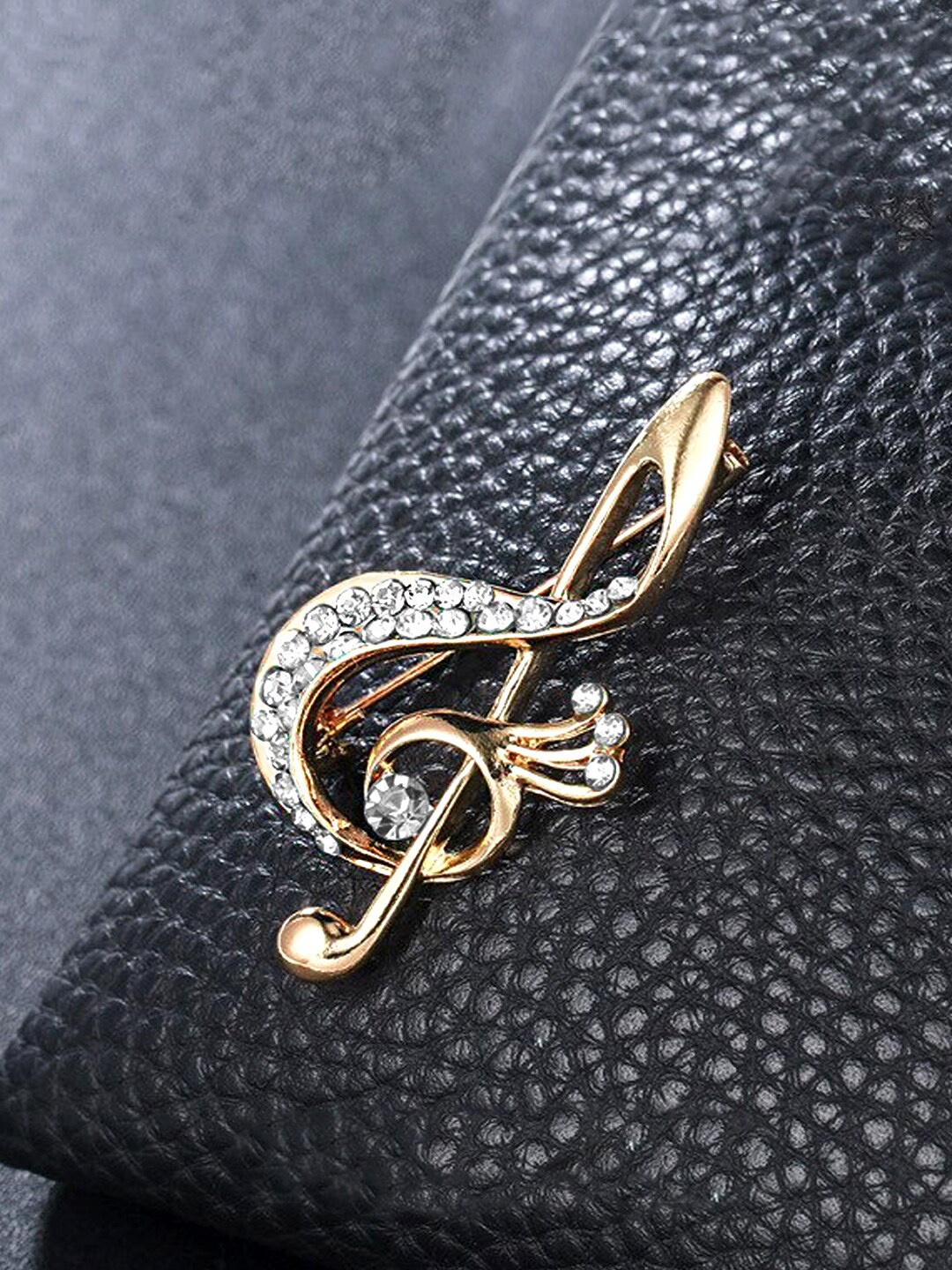 

Yellow Chimes Men Gold-Plated Music Symbol Unique Brass Brooch