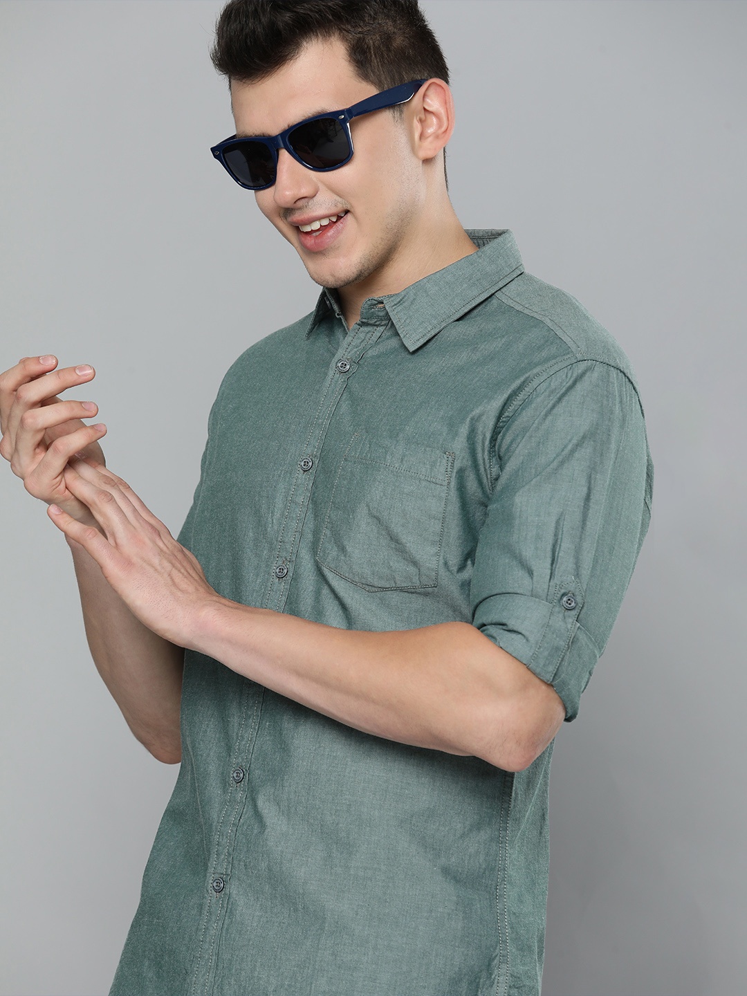 

HERE&NOW Men Green Slim Fit Casual Shirt