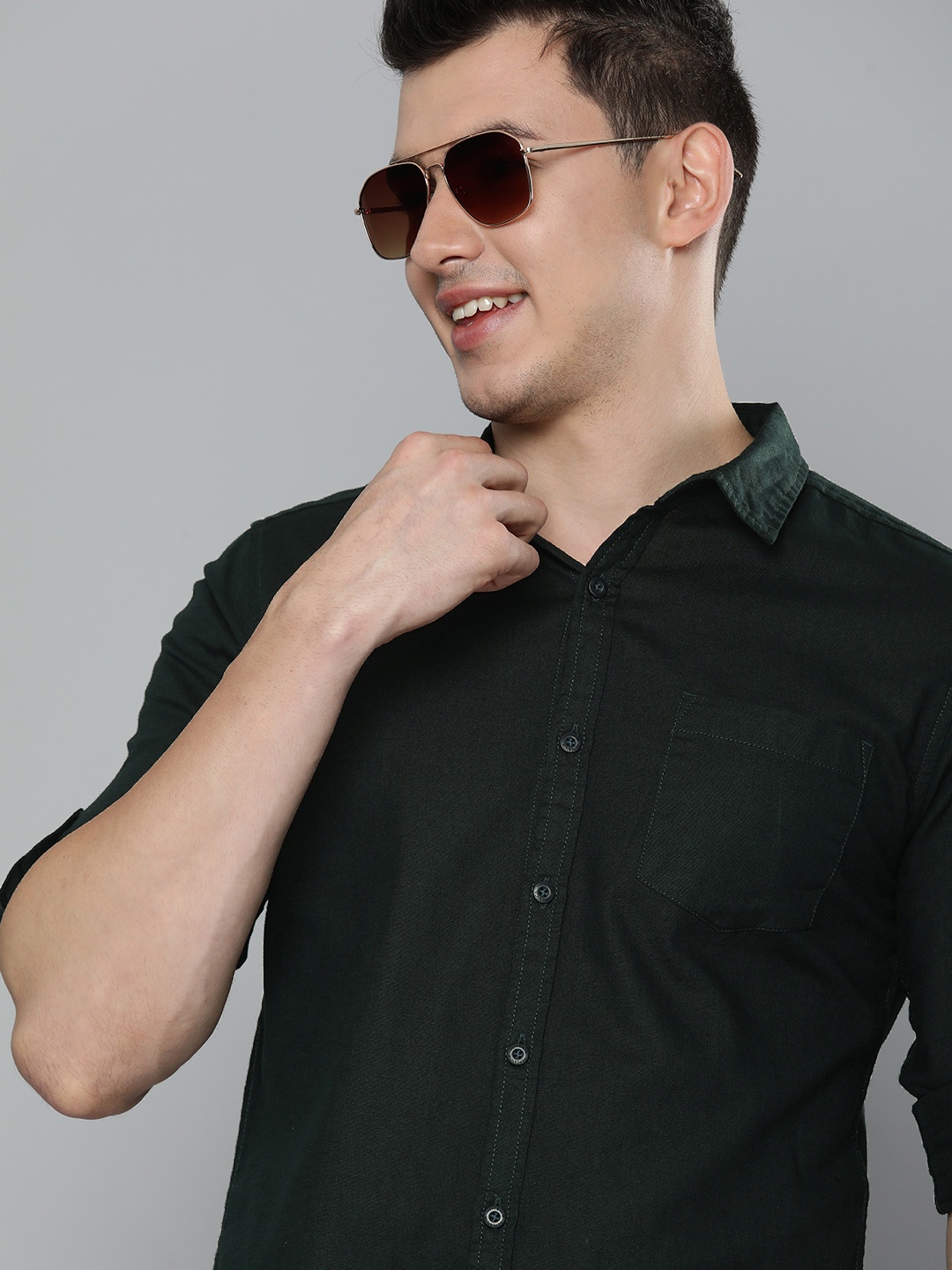 

HERE&NOW Men Green Slim Fit Casual Shirt