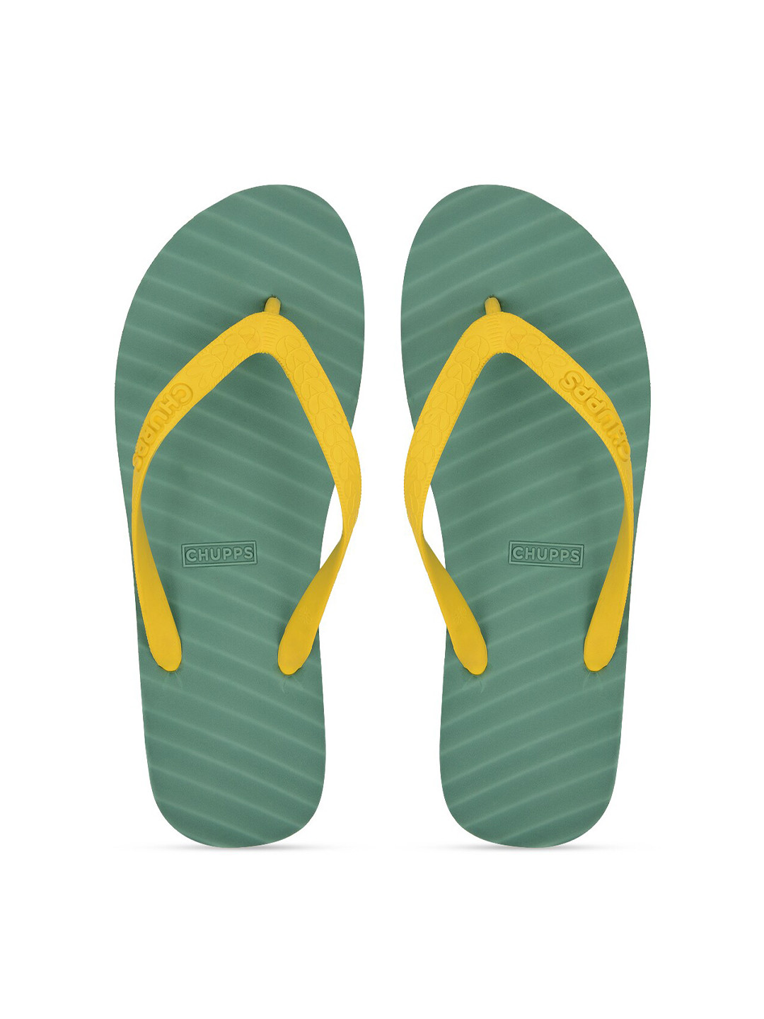 

CHUPPS Women Yellow & Green BANANA LEAF Natural Rubber Sustainable Thong Flip-Flops
