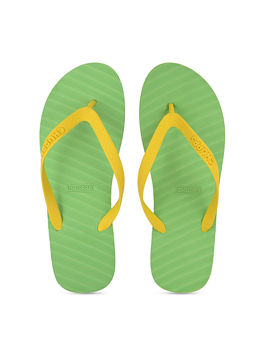 

CHUPPS Women Green & Mustard Rubber Sustainable Thong Flip-Flops