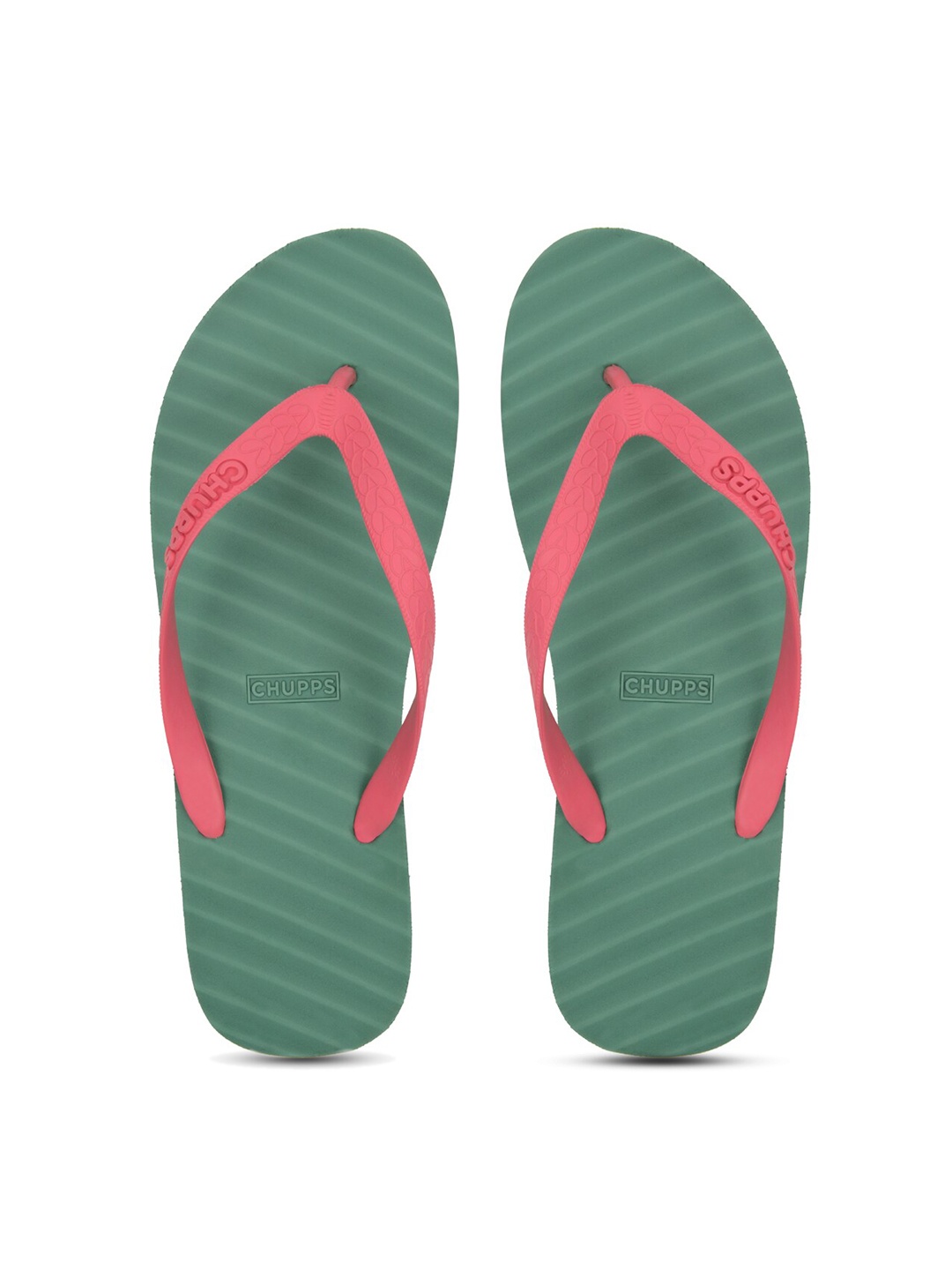 

CHUPPS Women Green & Pink BANANA LEAF Natural Rubber Sustainable Thong Flip-Flops