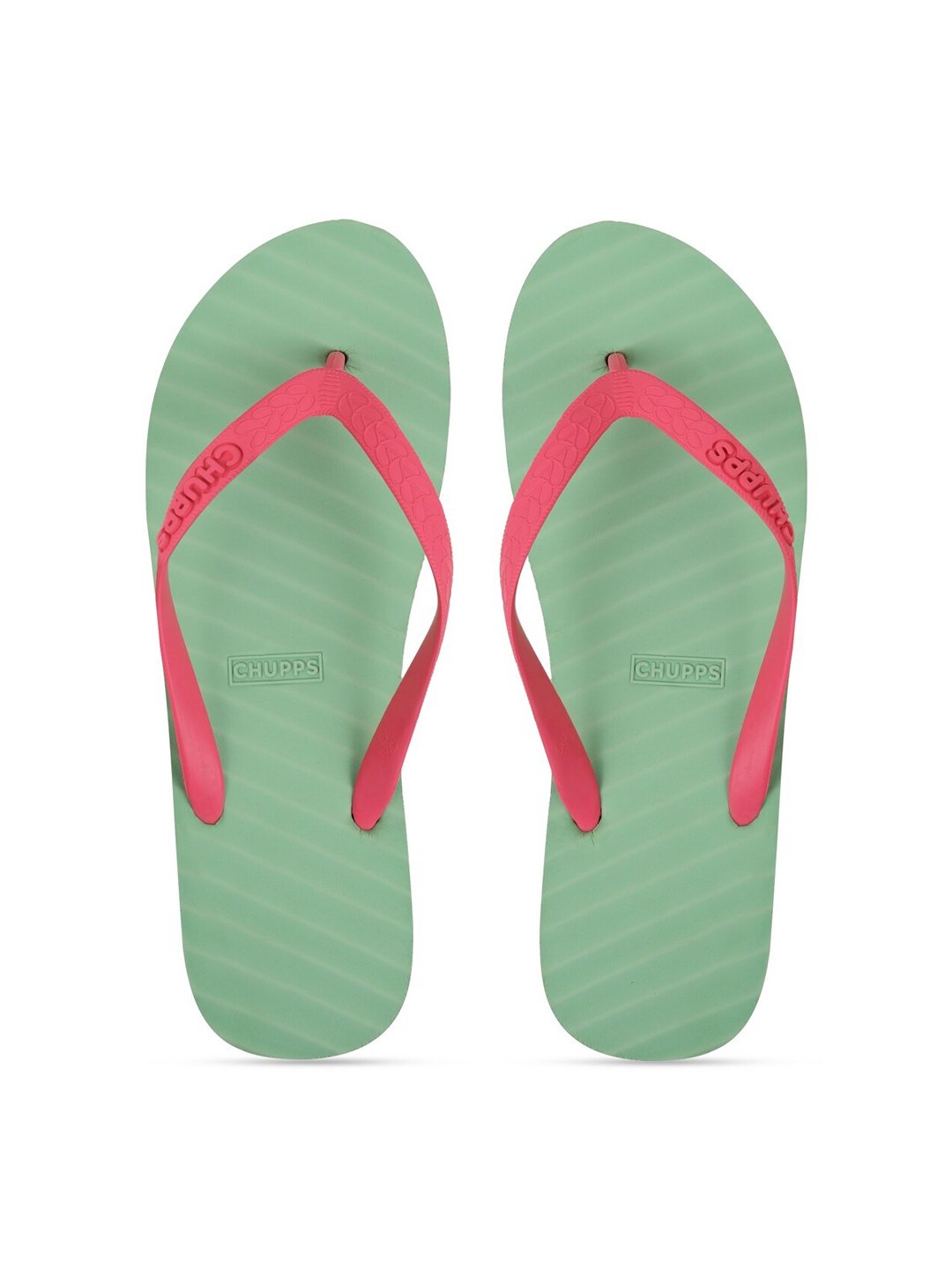 

CHUPPS Women Green & Fuchsia Rubber Sustainable Thong Flip-Flops