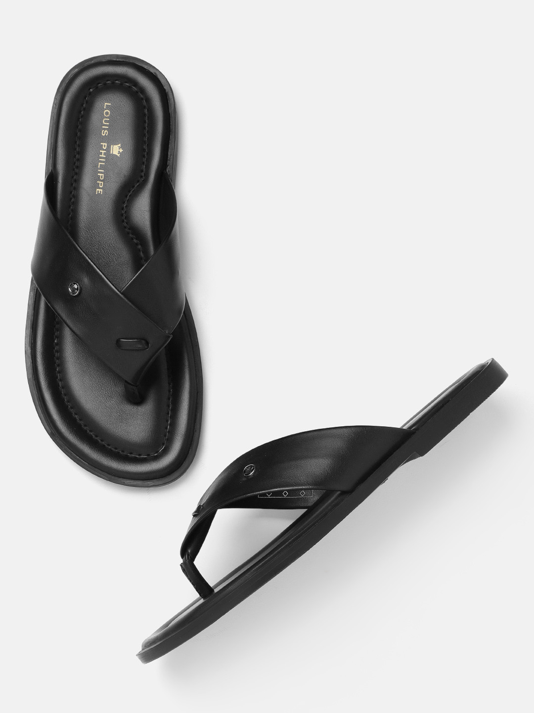 

Louis Philippe Men Black Solid Comfort Sandals