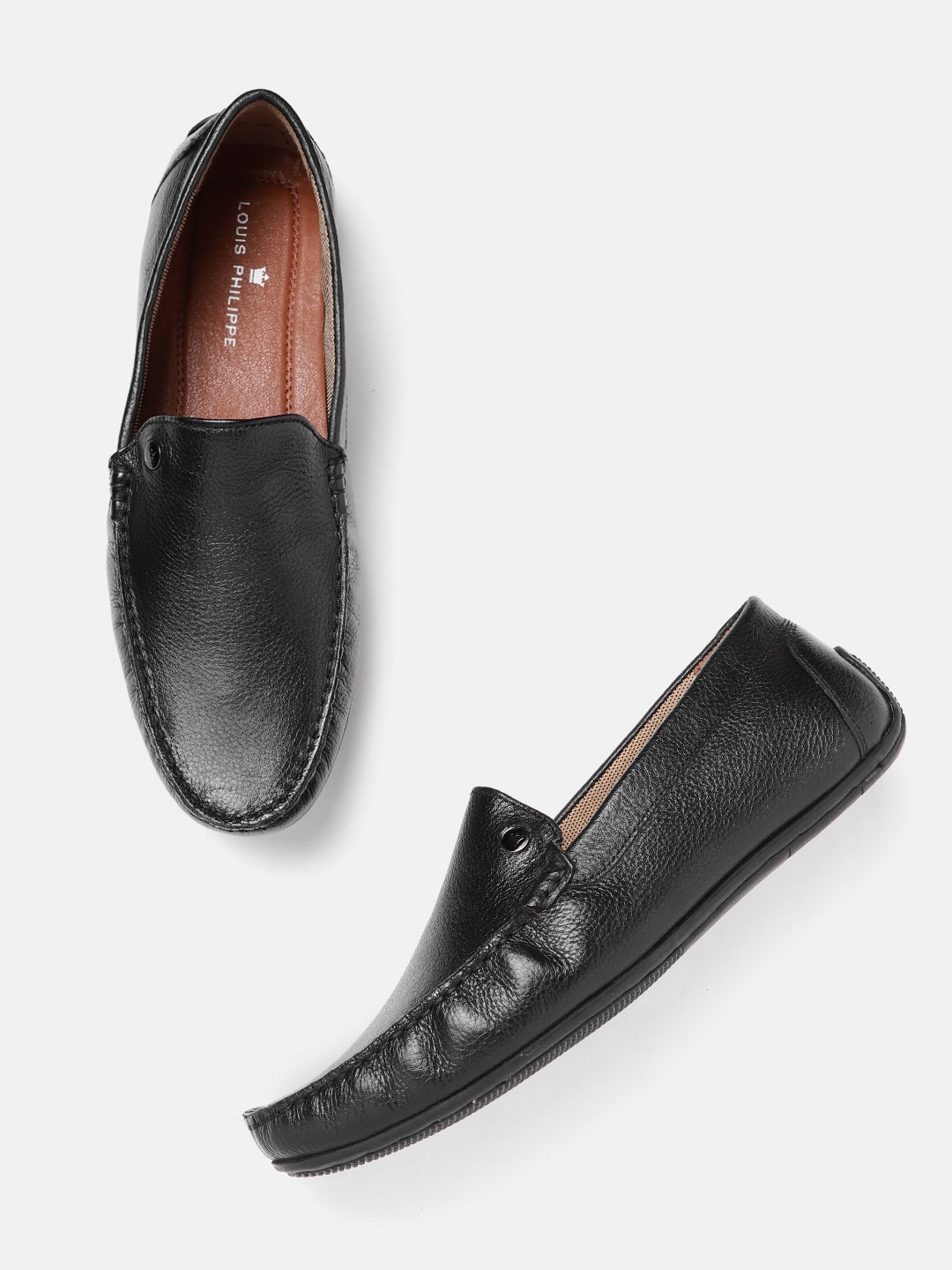 

Louis Philippe Men Black Leather Driving Shoes