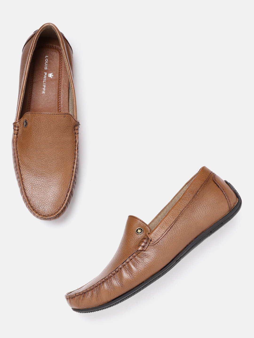 

Louis Philippe Men Tan Brown Leather Solid Driving Shoes
