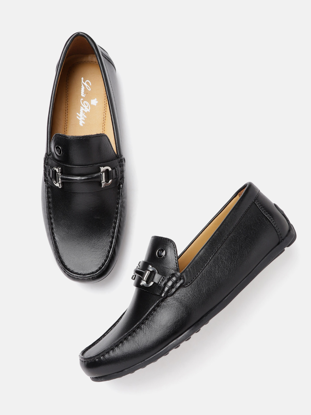 

Louis Philippe Men Black Leather Driving Shoes