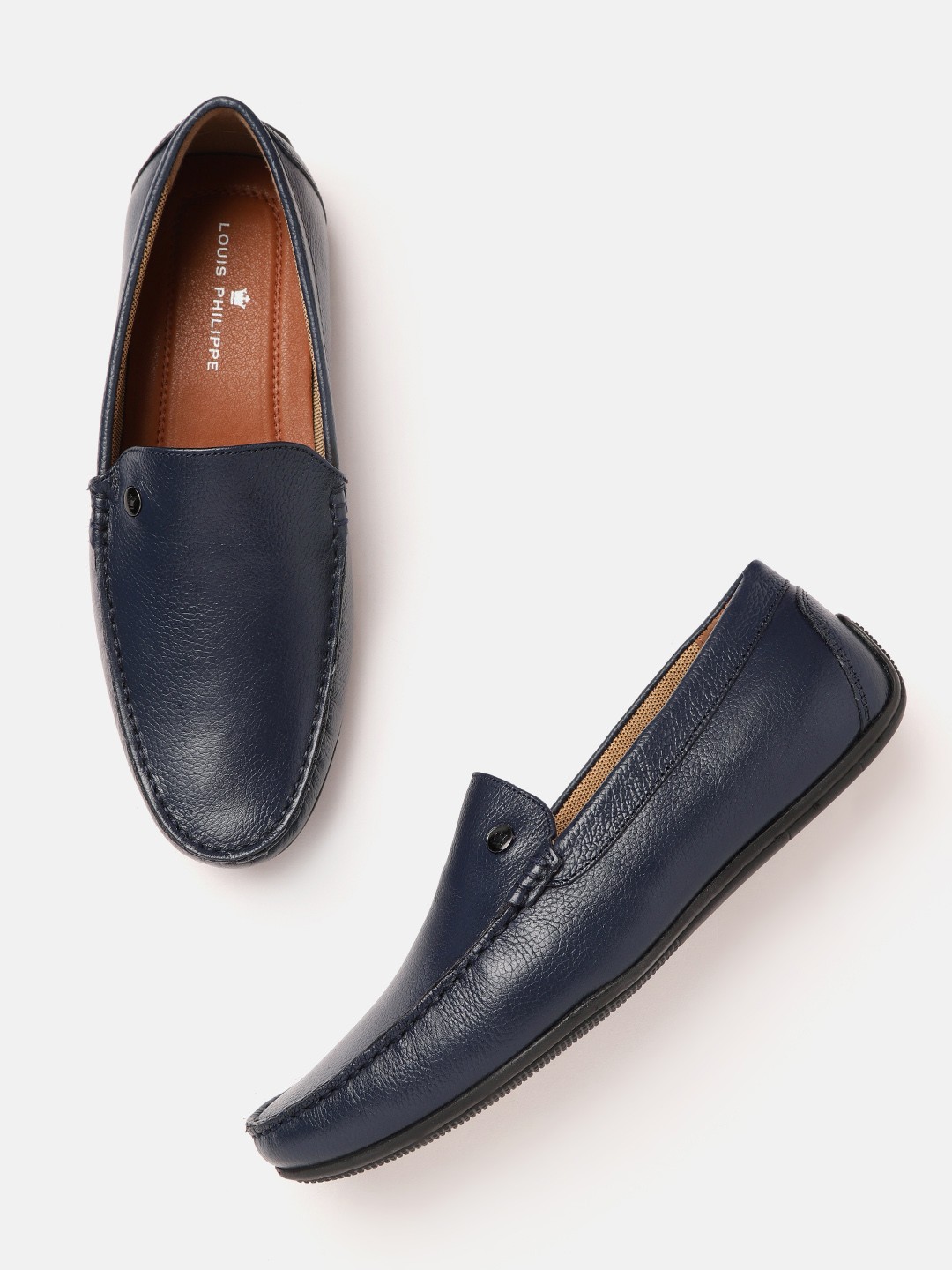 

Louis Philippe Men Navy Blue Leather Driving Shoes