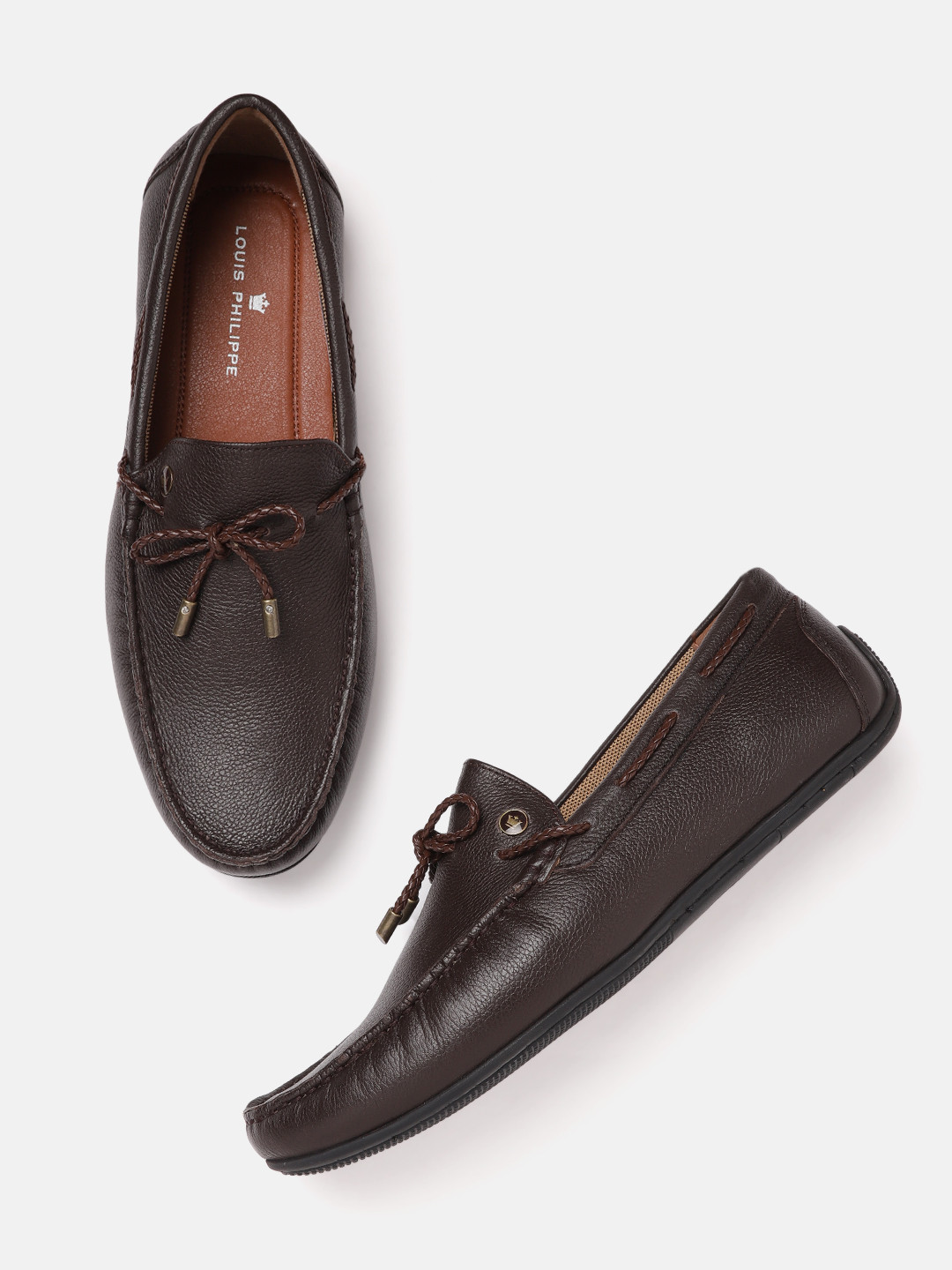 

Louis Philippe Men Coffee Brown Leather Driving Shoes